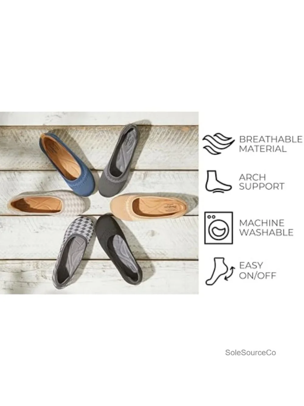 Womens Ballet Flats Knit Slip On Comfortable Machine Washable Round Toe Low Top